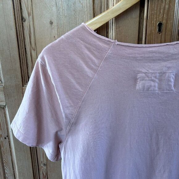 by Anthropologie‎ Small Top Pale Coral Pink Short Sleeve Ruffles Round Neck - Picture 8 of 11
